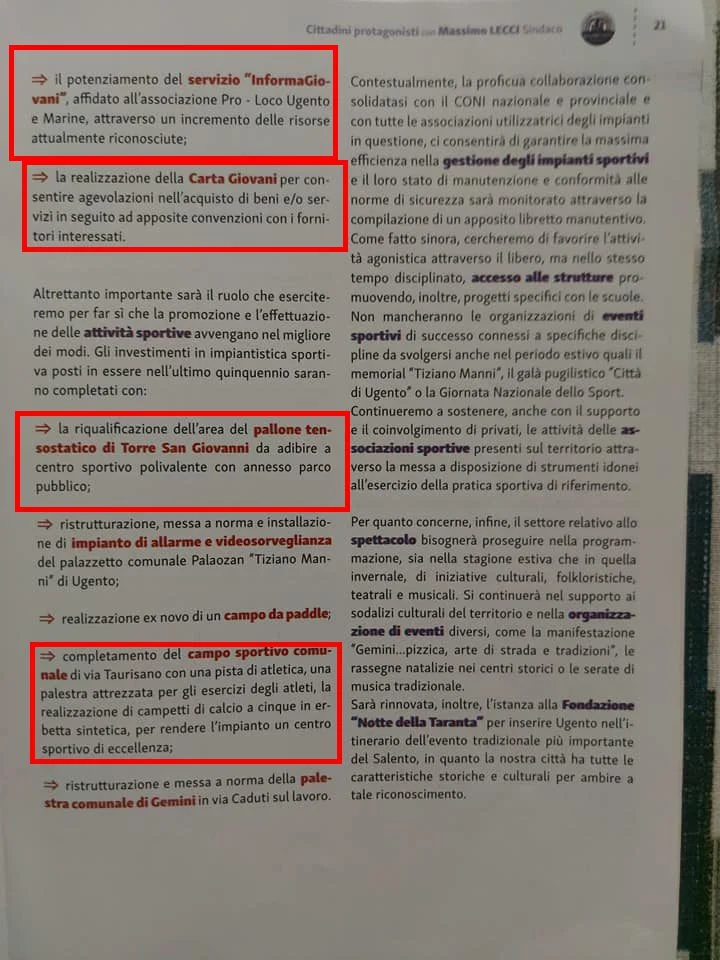Analisi del Programma Elettorale di Massimo Lecci