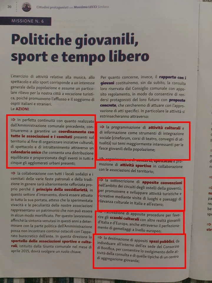 Analisi del Programma Elettorale di Massimo Lecci