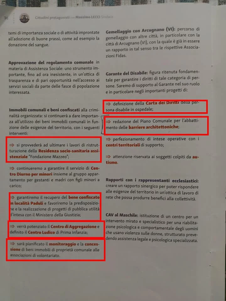 Analisi del Programma Elettorale di Massimo Lecci