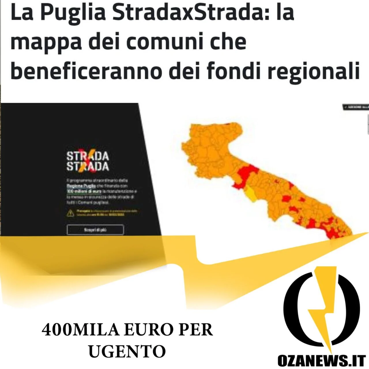 STRADAXSTRADA: 400 mila euro per le strade di Ugento .
