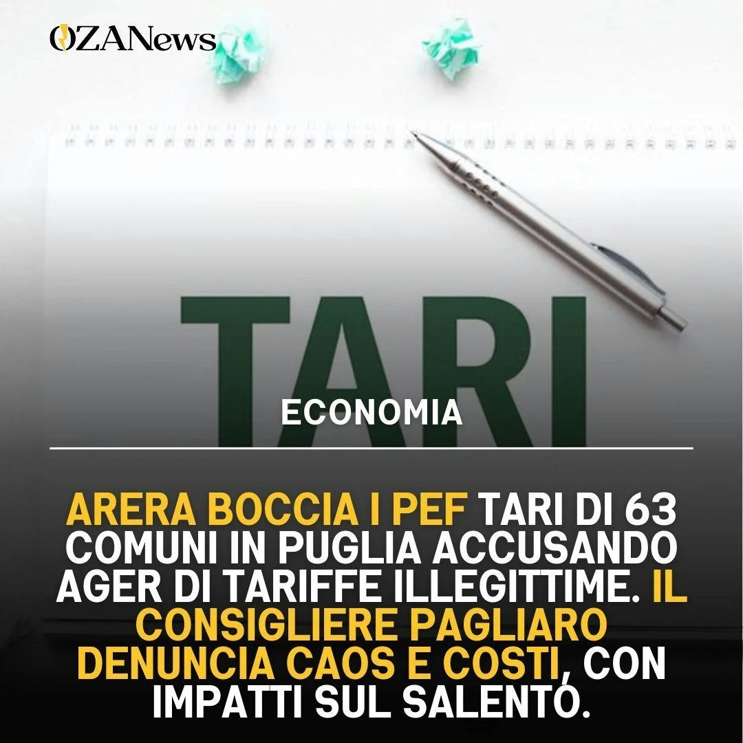 Tari in Puglia: Arera boccia 63 PEF e accusa Ager
