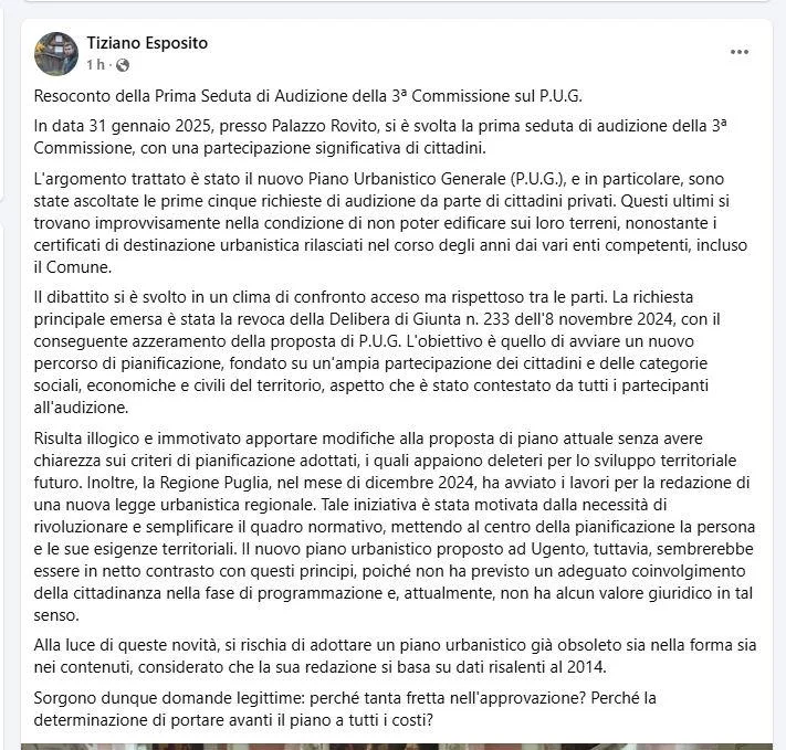 PUG a Ugento: maggioranza in bilico e cittadini sul piede di guerra