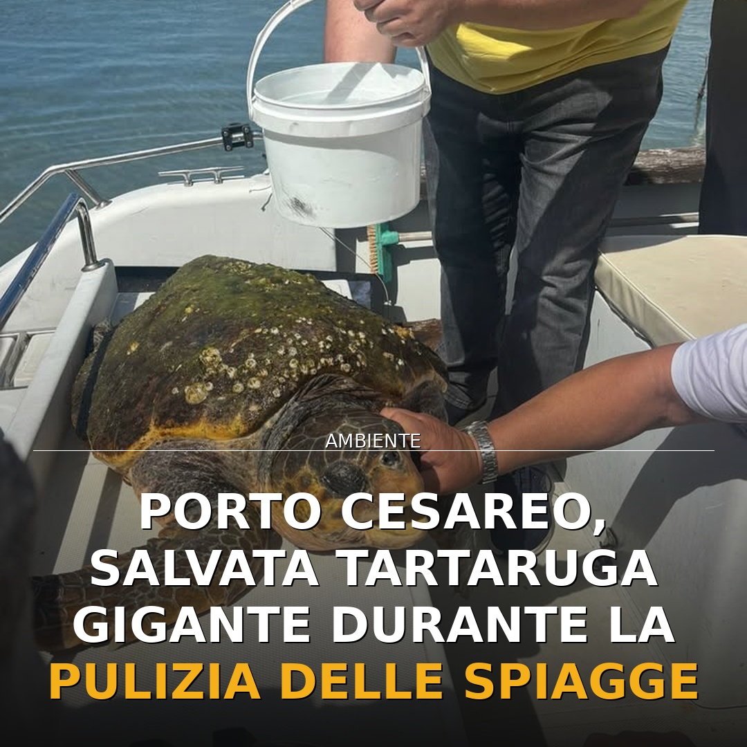 Porto Cesareo, salvata tartaruga gigante durante la pulizia delle spiagge