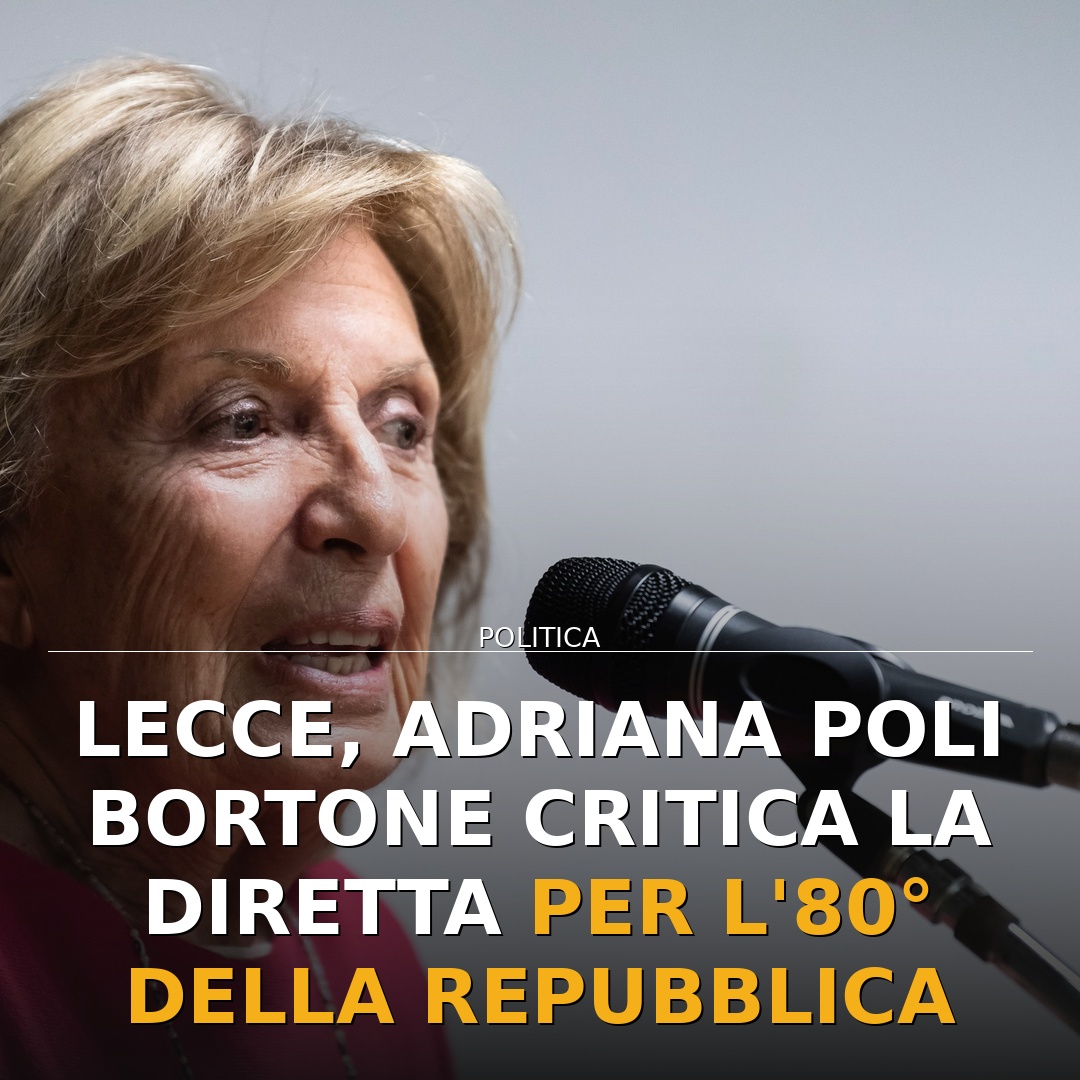 Lecce, Adriana Poli Bortone critica la diretta per l’80° della Repubblica