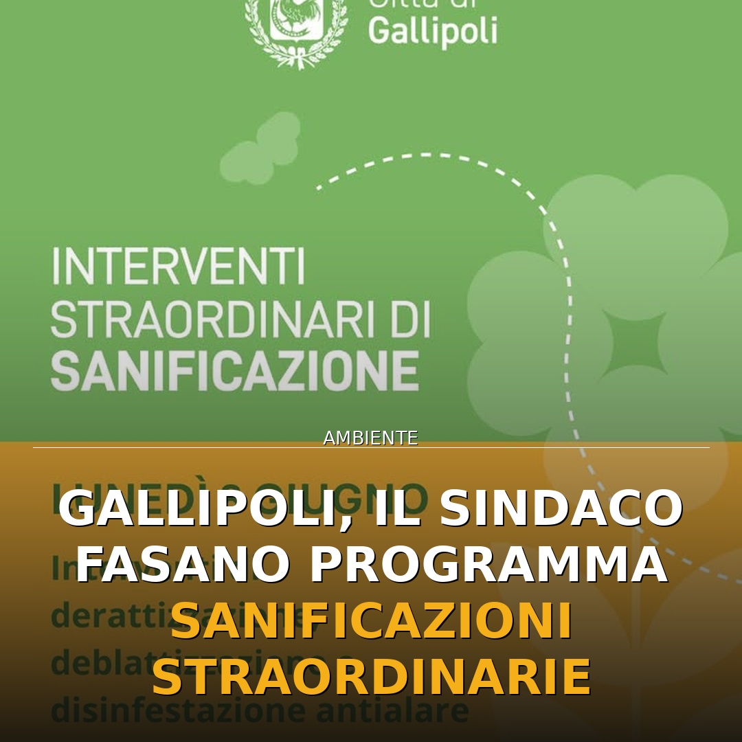 Gallipoli, il Sindaco Fasano programma sanificazioni straordinarie