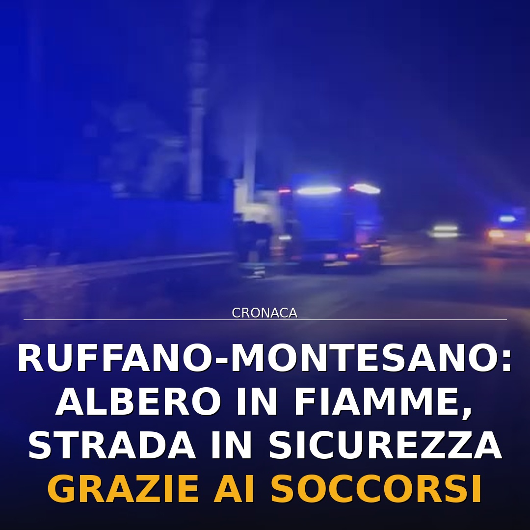 Ruffano-Montesano: albero in fiamme, strada in sicurezza grazie ai soccorsi