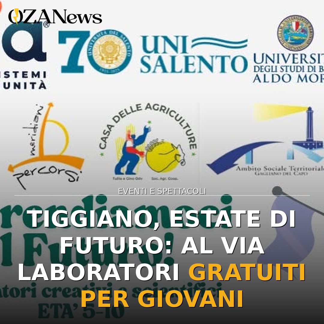 Tiggiano, estate di futuro: al via laboratori gratuiti per giovani