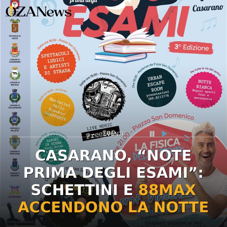 Casarano, “Note Prima degli Esami”: Schettini e 88MAX accendono la notte