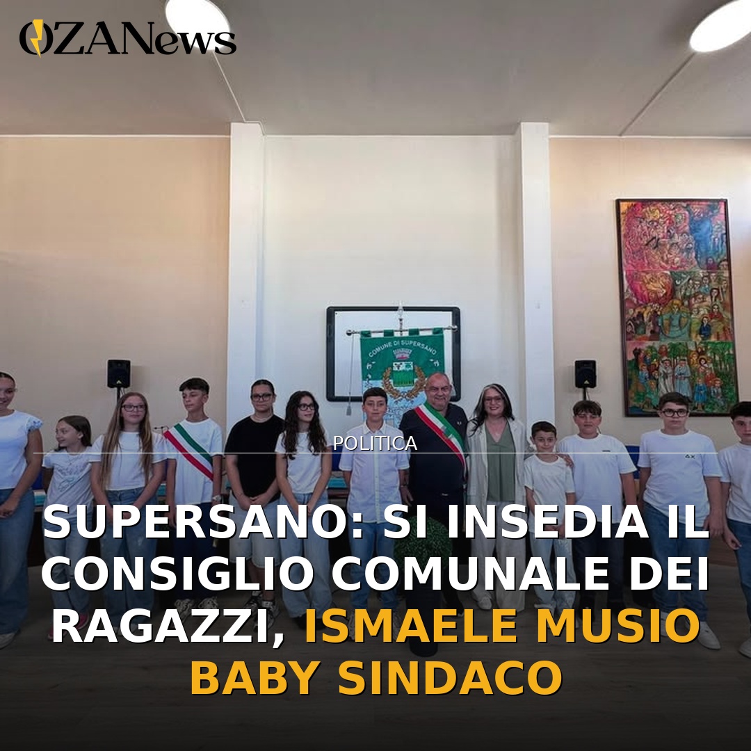 Supersano: si insedia il Consiglio comunale dei ragazzi, Ismaele Musio baby sindaco