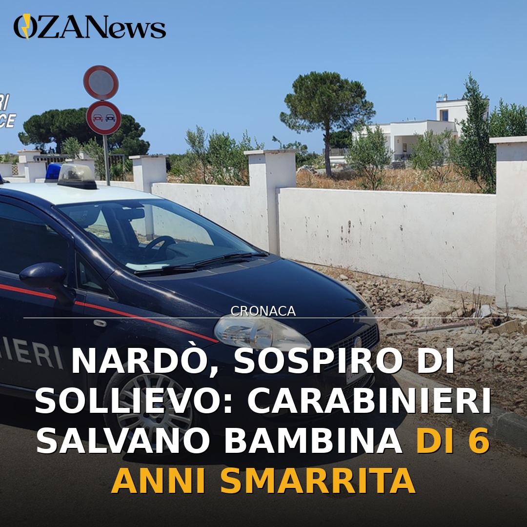 Nardò, sospiro di sollievo: Carabinieri salvano bambina di 6 anni smarrita