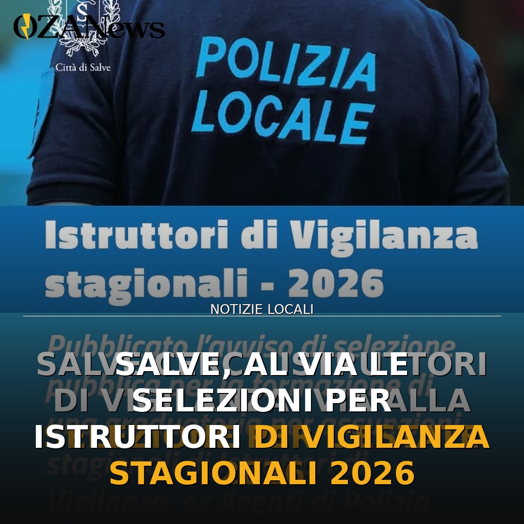 Salve, al via le selezioni per istruttori di Vigilanza stagionali 2026