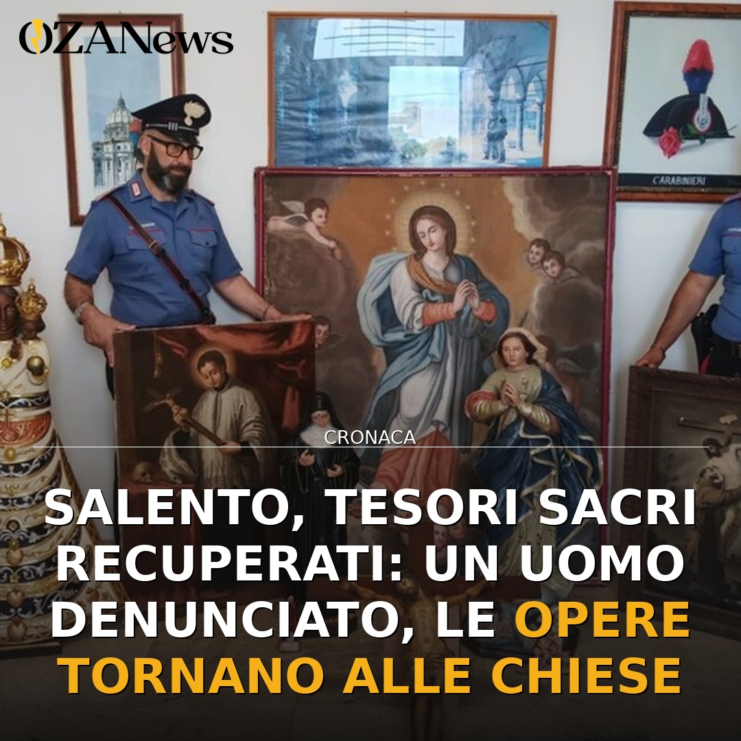 Salento, tesori sacri recuperati: un uomo denunciato, le opere tornano alle chiese