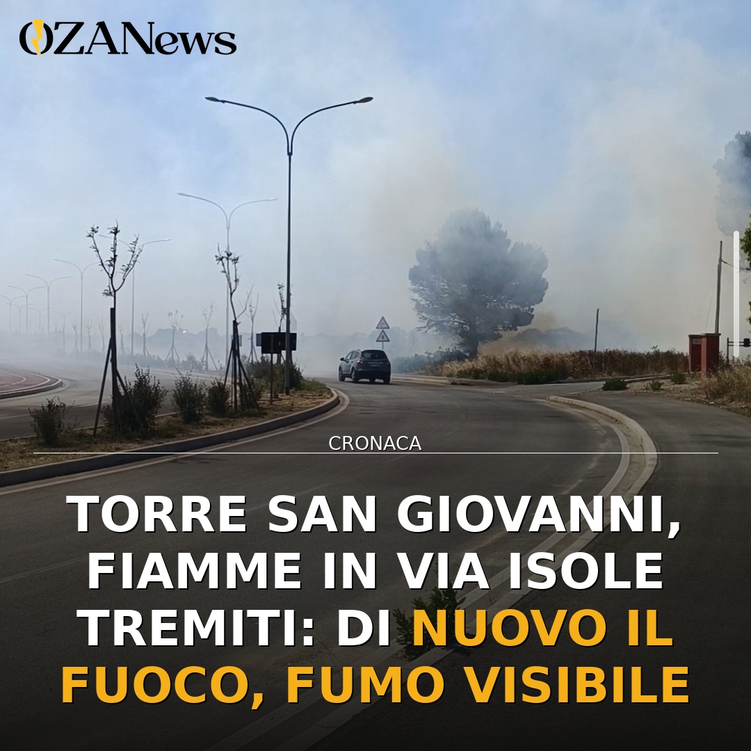 Torre San Giovanni, fiamme in via Isole Tremiti: di nuovo il fuoco, fumo visibile