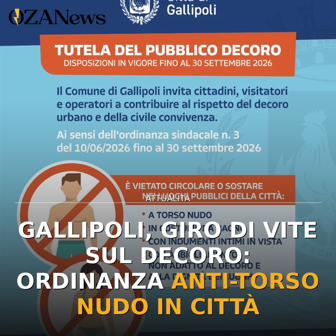 Gallipoli, giro di vite sul decoro: ordinanza anti-torso nudo in città