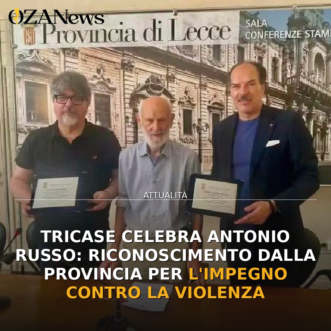 Tricase celebra Antonio Russo: riconoscimento dalla Provincia per l’impegno contro la violenza
