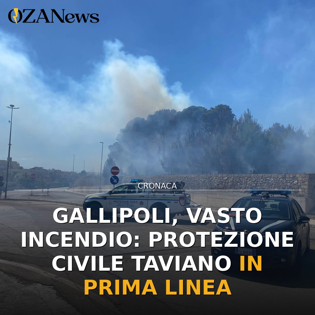 Gallipoli, vasto incendio: Protezione Civile Taviano in prima linea