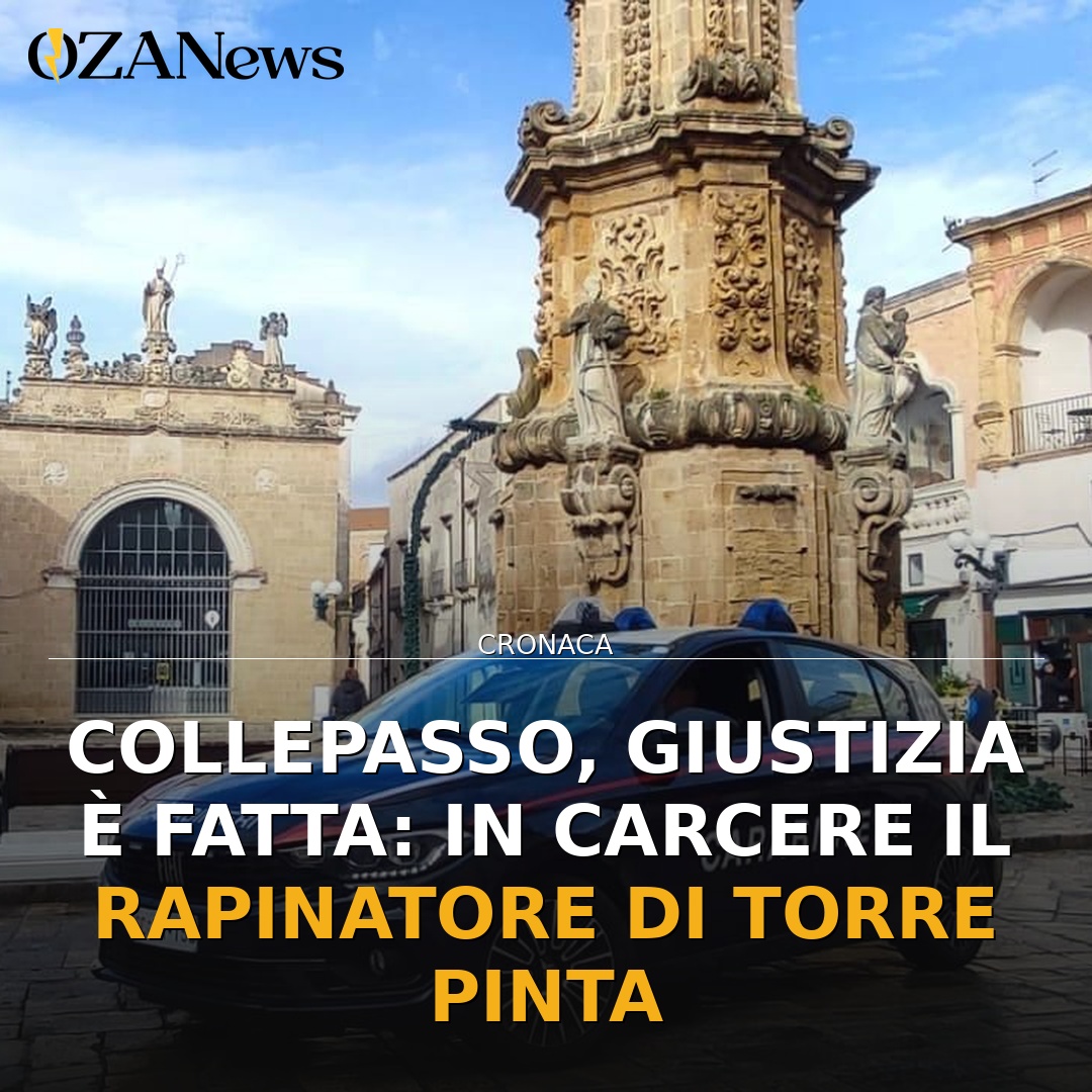 Collepasso, giustizia è fatta: in carcere il rapinatore di Torre Pinta