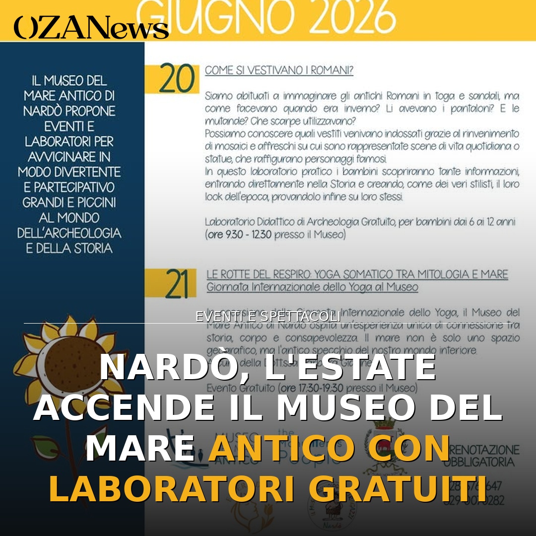 Nardò, l’estate accende il Museo del Mare Antico con laboratori gratuiti