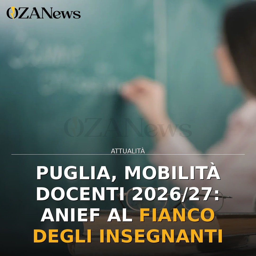Puglia, Mobilità Docenti 2026/27: ANIEF al fianco degli insegnanti