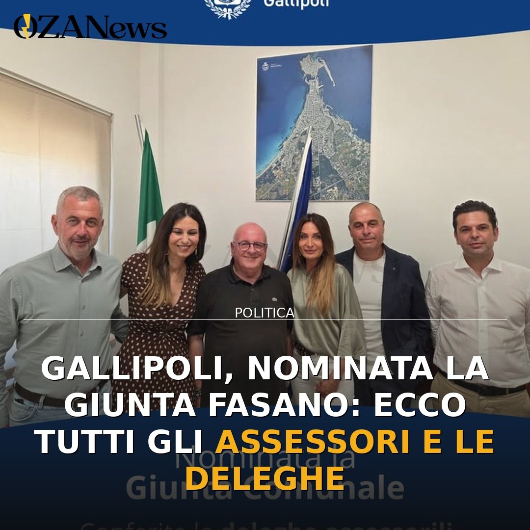 Gallipoli, nominata la Giunta Fasano: ecco tutti gli assessori e le deleghe