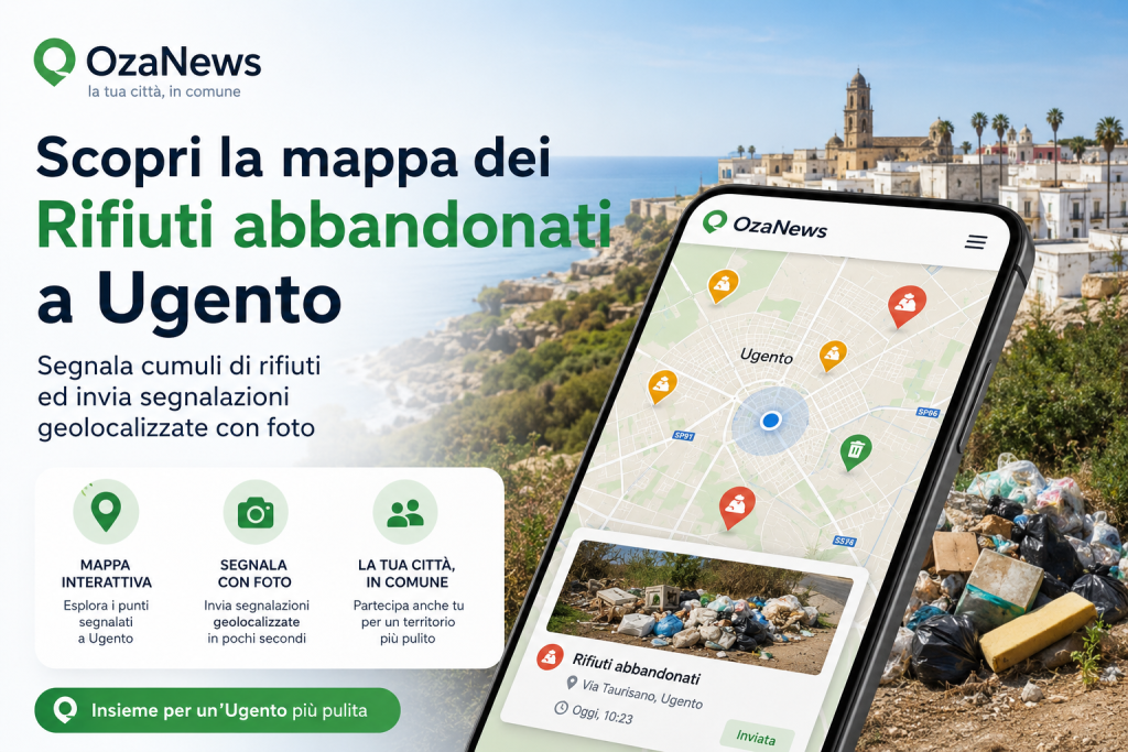 Scopri la mappa dei Rifiuti abbandonati a Ugento di OzaNews. Segnala cumuli di rifiuti ed invia segnalazioni geolocalizzate con foto