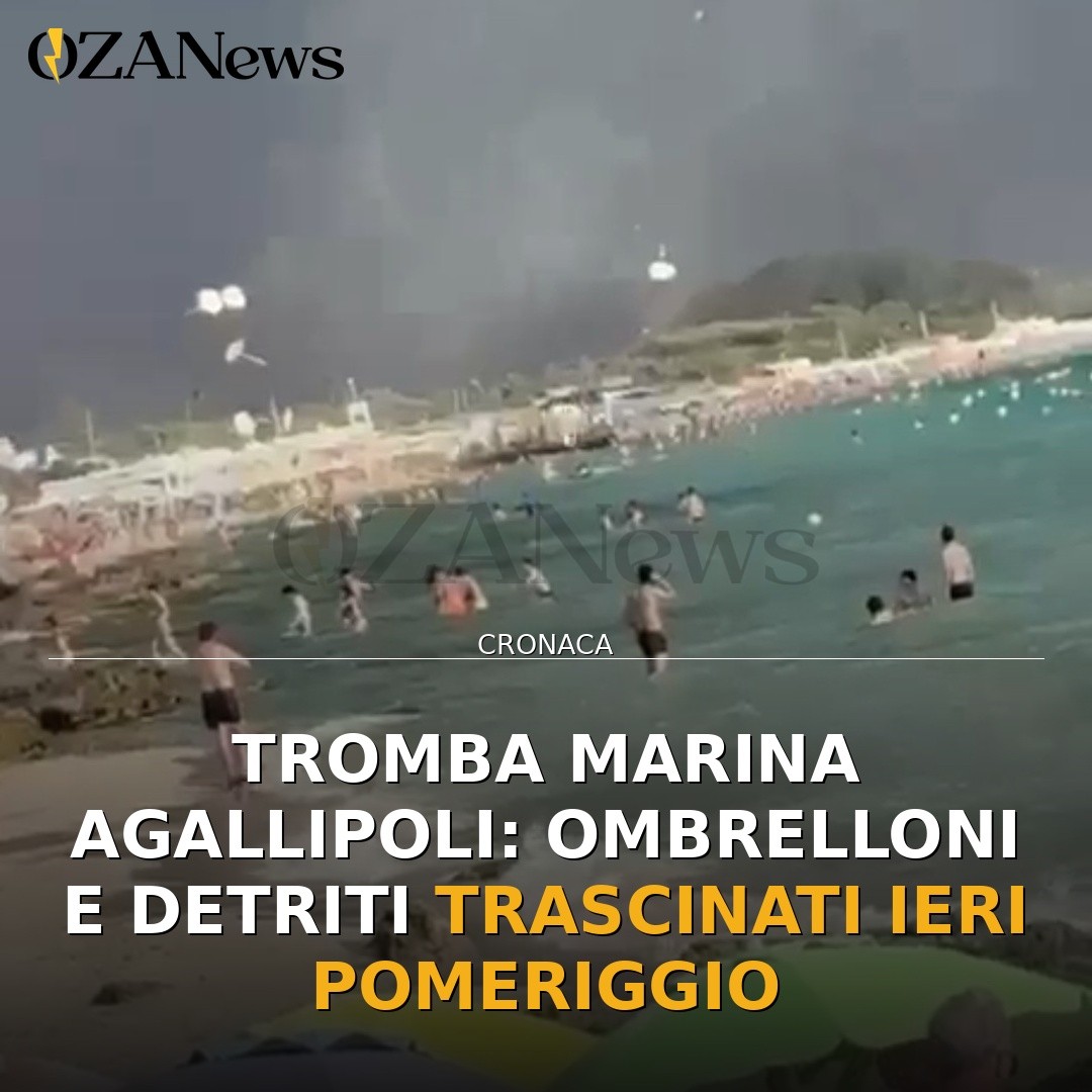 Tromba marina  aGallipoli: ombrelloni e detriti trascinati ieri pomeriggio