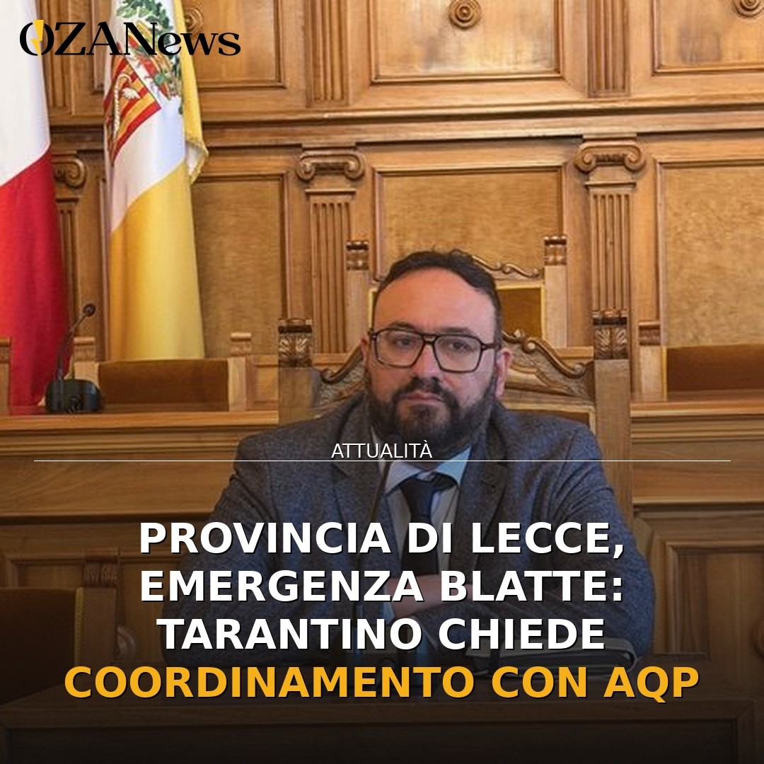 Provincia di Lecce, emergenza blatte: Tarantino chiede coordinamento con AQP