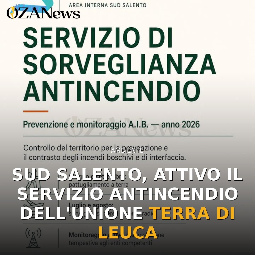 Sud Salento, attivo il servizio antincendio dell’Unione Terra di Leuca