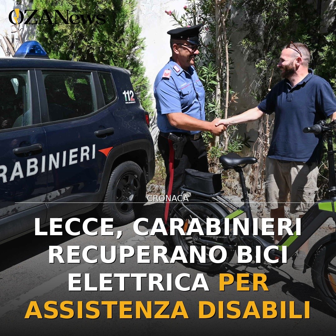 Lecce, Carabinieri recuperano bici elettrica per assistenza disabili