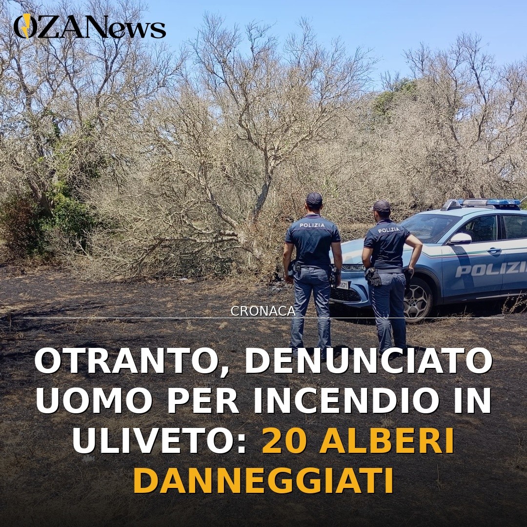 Otranto, denunciato uomo per incendio in uliveto: 20 alberi danneggiati