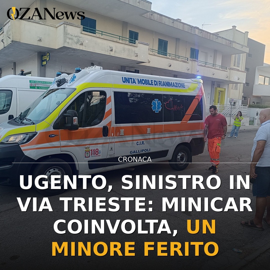 Ugento, sinistro in via Trieste: minicar coinvolta, un minore ferito