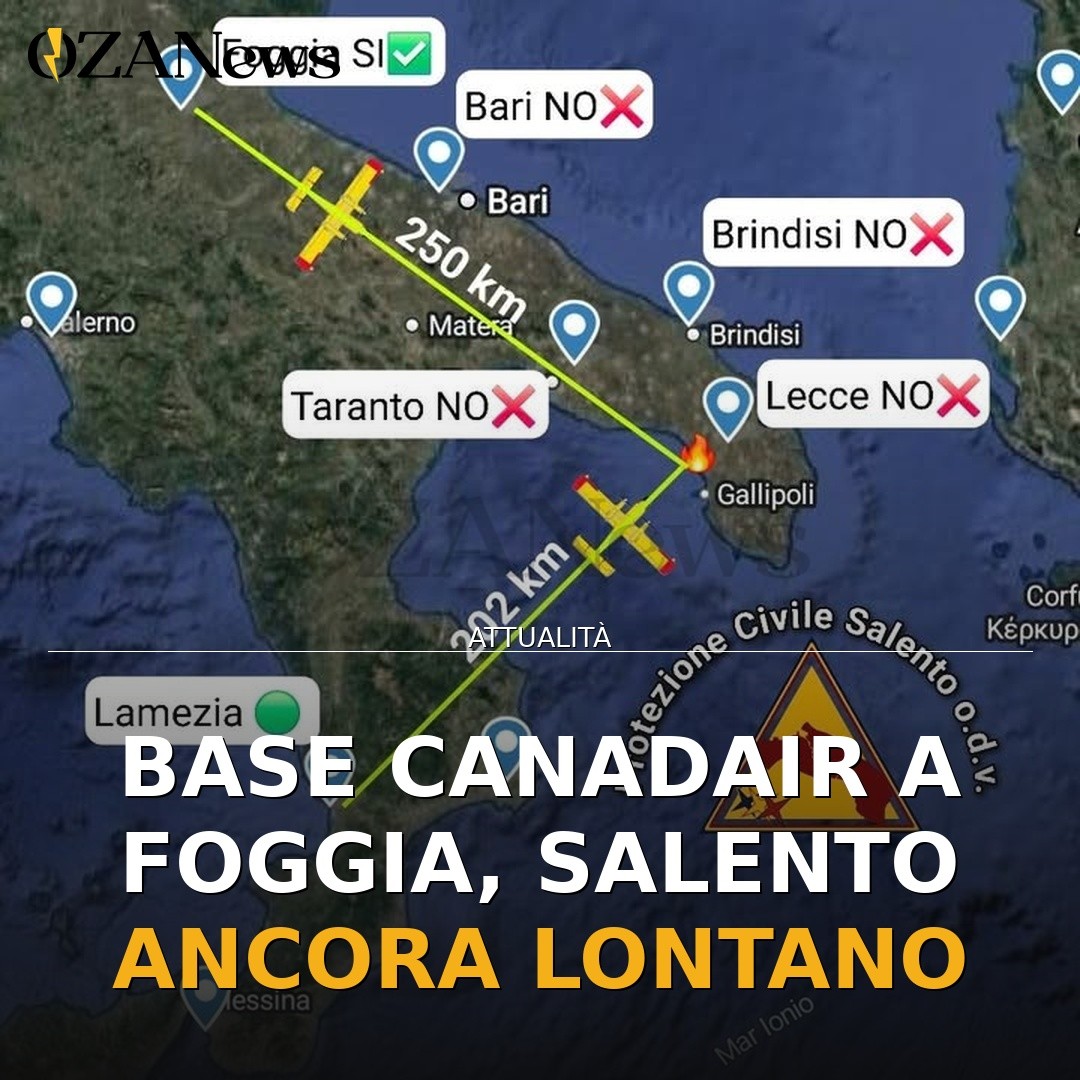 Base Canadair a Foggia, Salento ancora lontano