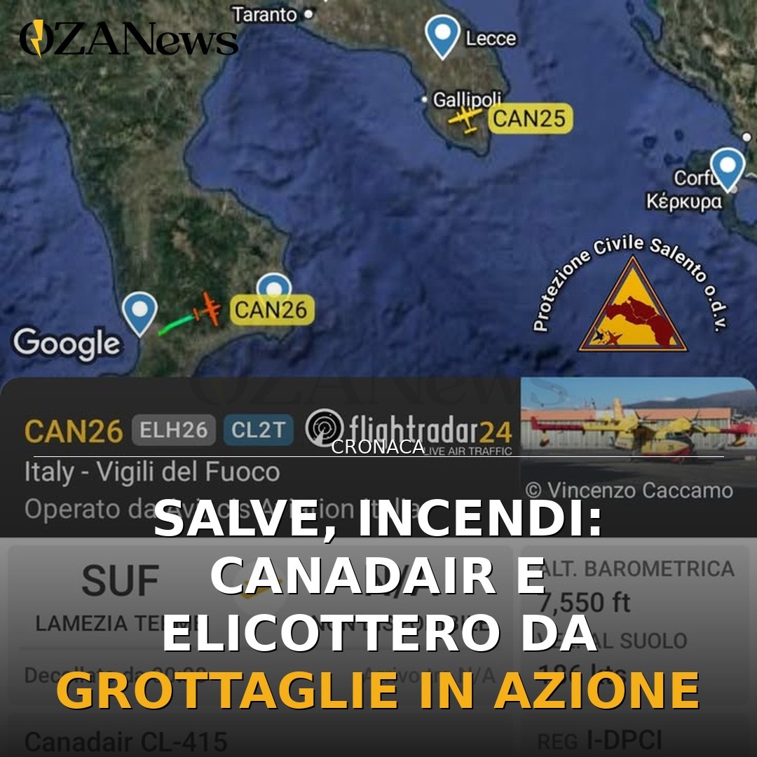 Salve, Incendi: Canadair e elicottero da Grottaglie in azione
