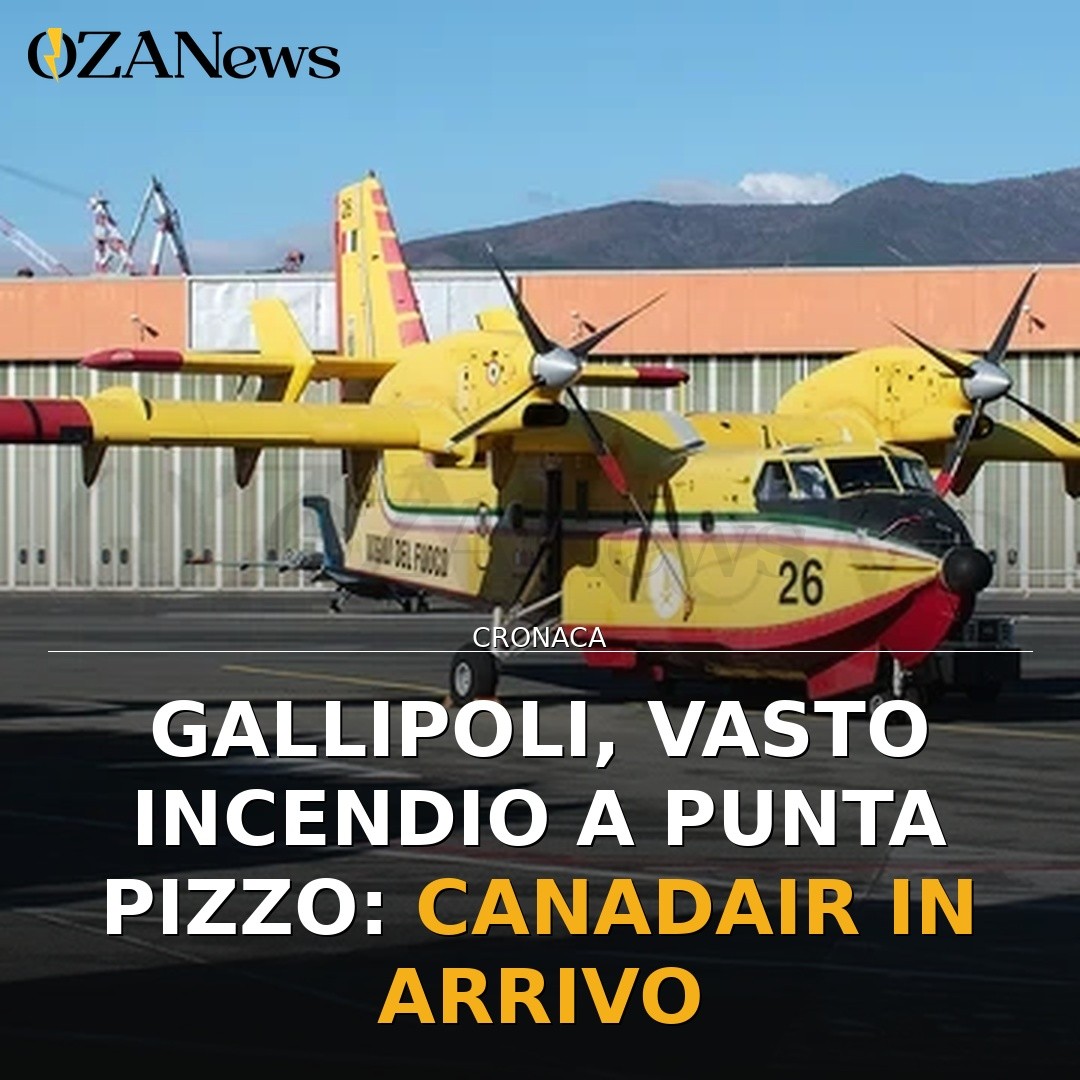 Gallipoli, vasto incendio a Punta Pizzo: Canadair in arrivo