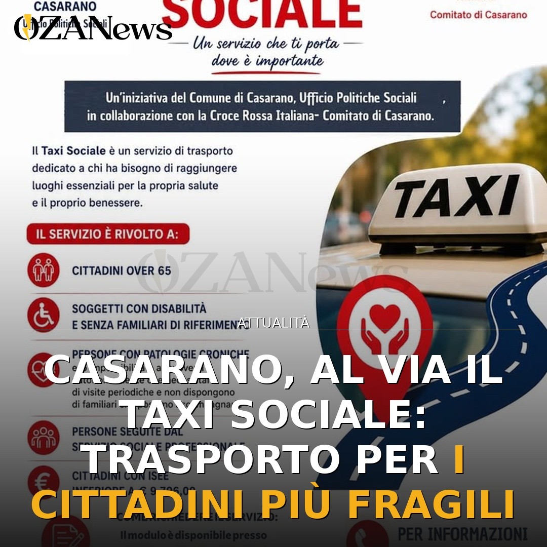 Casarano, al via il Taxi Sociale: trasporto per i cittadini più fragili