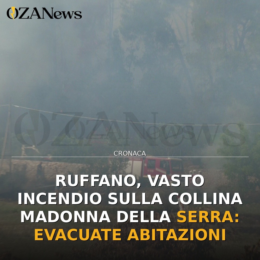 Ruffano, vasto incendio sulla collina Madonna della Serra: evacuate abitazioni