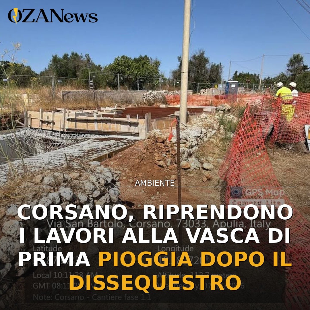 Corsano, riprendono i lavori alla Vasca di prima pioggia dopo il dissequestro