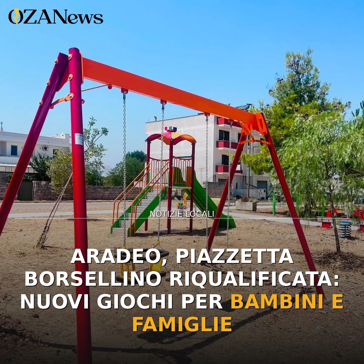 Aradeo, Piazzetta Borsellino riqualificata: nuovi giochi per bambini e famiglie