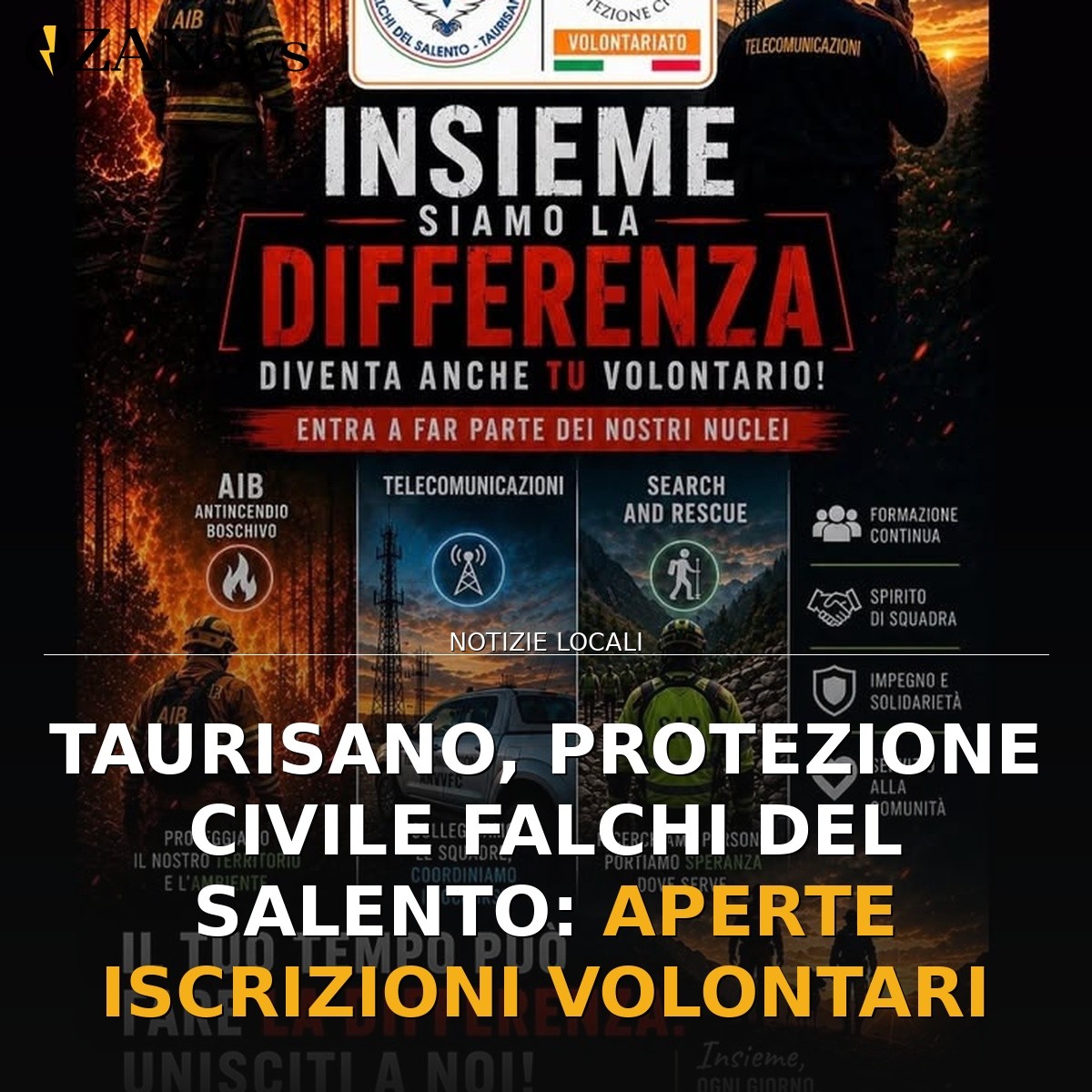 Taurisano, Protezione Civile Falchi del Salento: aperte iscrizioni volontari