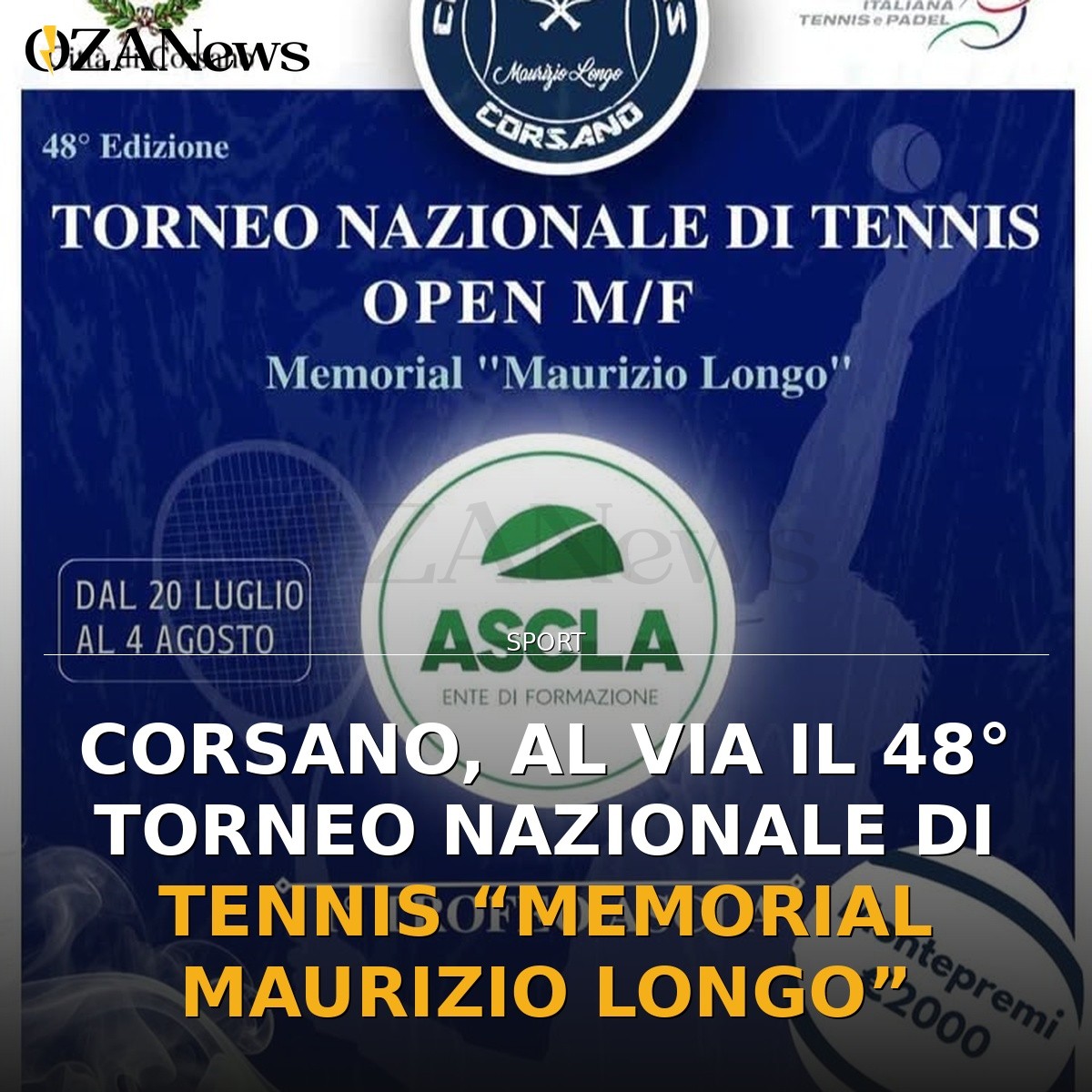 Corsano, al via il 48° Torneo Nazionale di Tennis “Memorial Maurizio Longo”