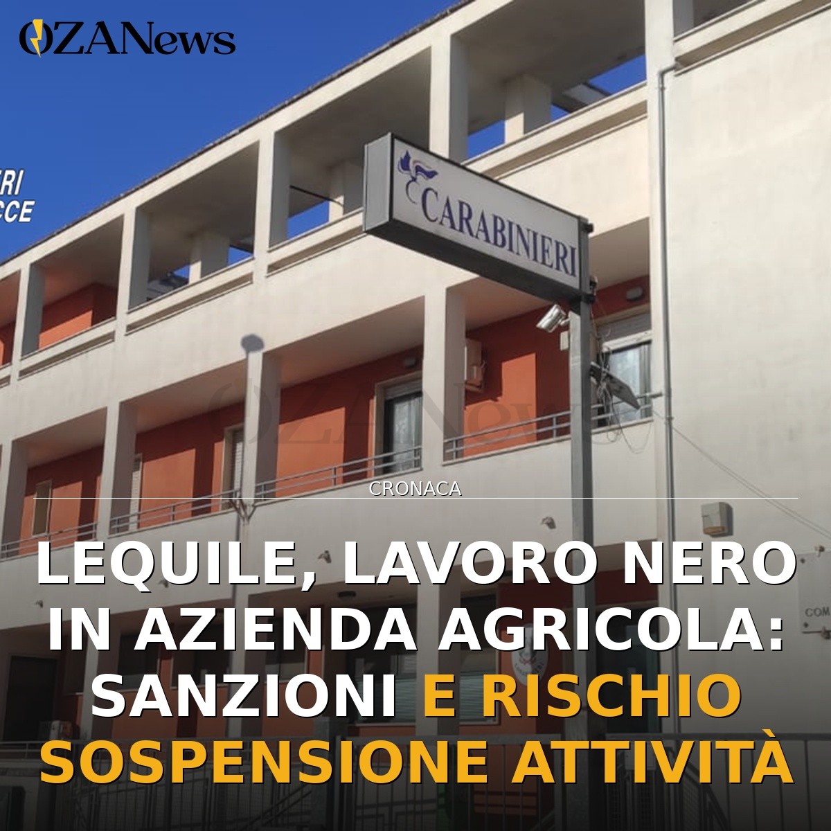 Lequile, lavoro nero in azienda agricola: sanzioni e rischio sospensione attività