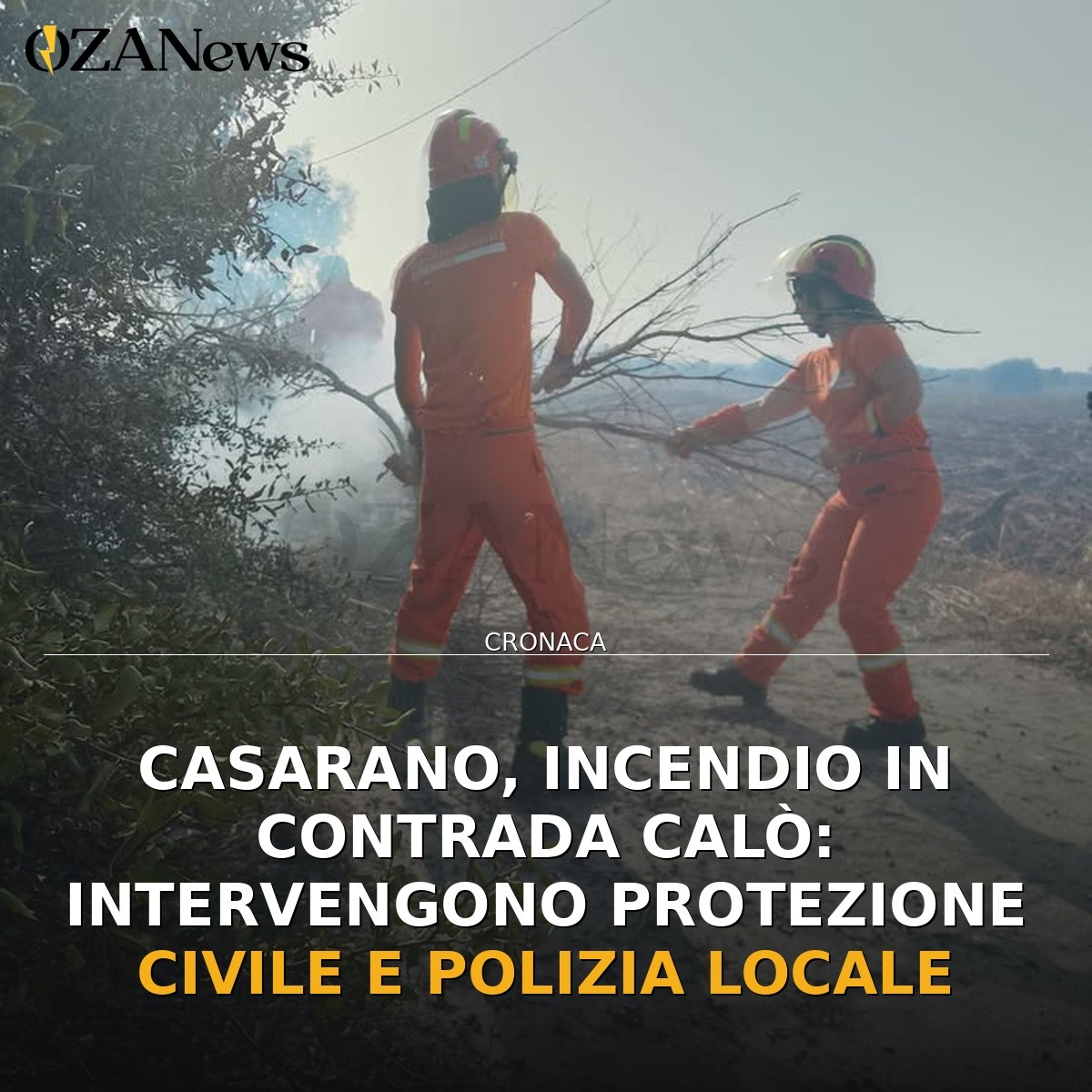 Casarano, incendio in Contrada Calò: Intervengono Protezione Civile e Polizia Locale