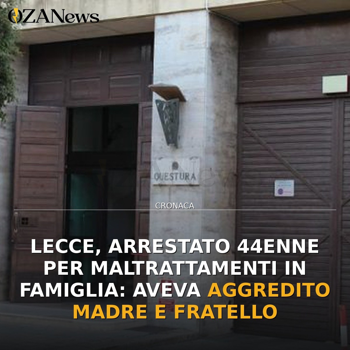 Lecce, arrestato 44enne per maltrattamenti in famiglia: aveva aggredito madre e fratello