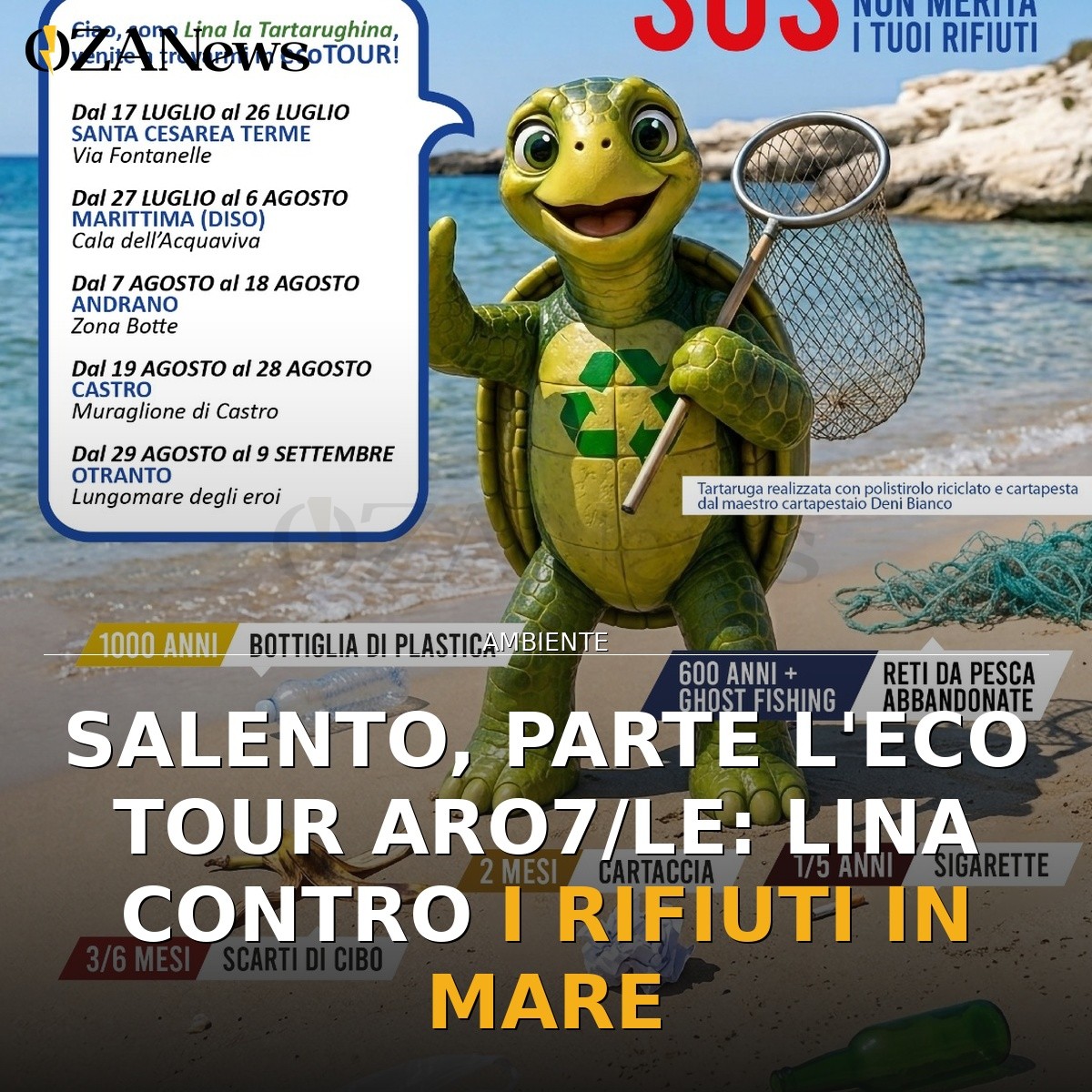 Salento, parte l’eco tour ARO7/LE: Lina contro i rifiuti in mare