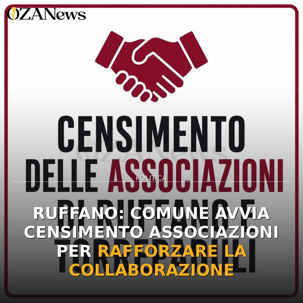Ruffano: Comune avvia censimento associazioni per rafforzare la collaborazione