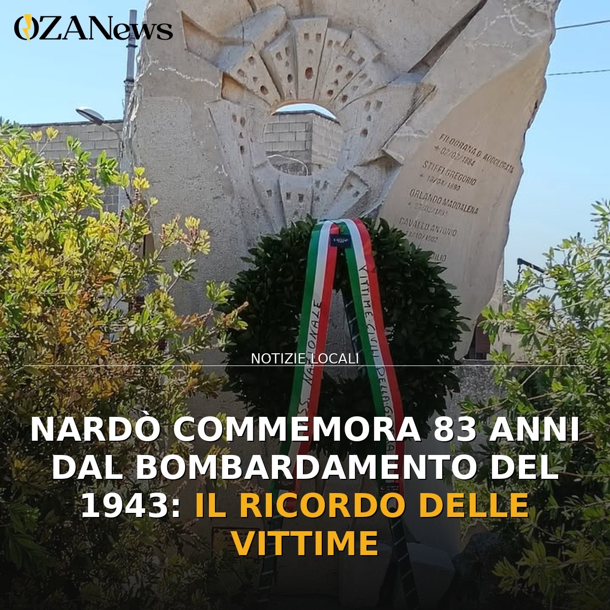 Nardò commemora 83 anni dal bombardamento del 1943: il ricordo delle vittime
