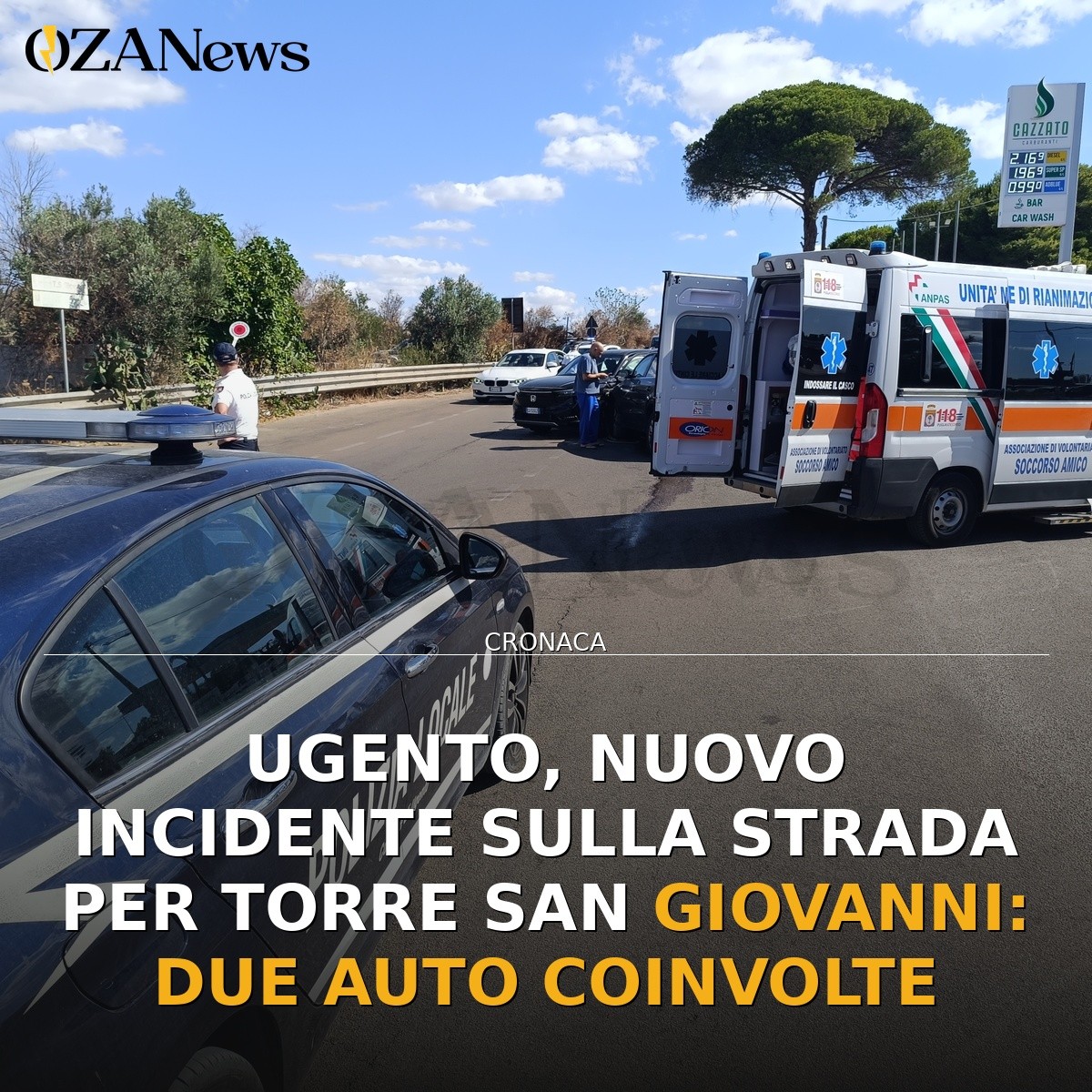Ugento, nuovo incidente sulla strada per Torre San Giovanni: due auto coinvolte