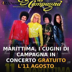 Marittima, i Cugini di Campagna in concerto gratuito l'11 agosto