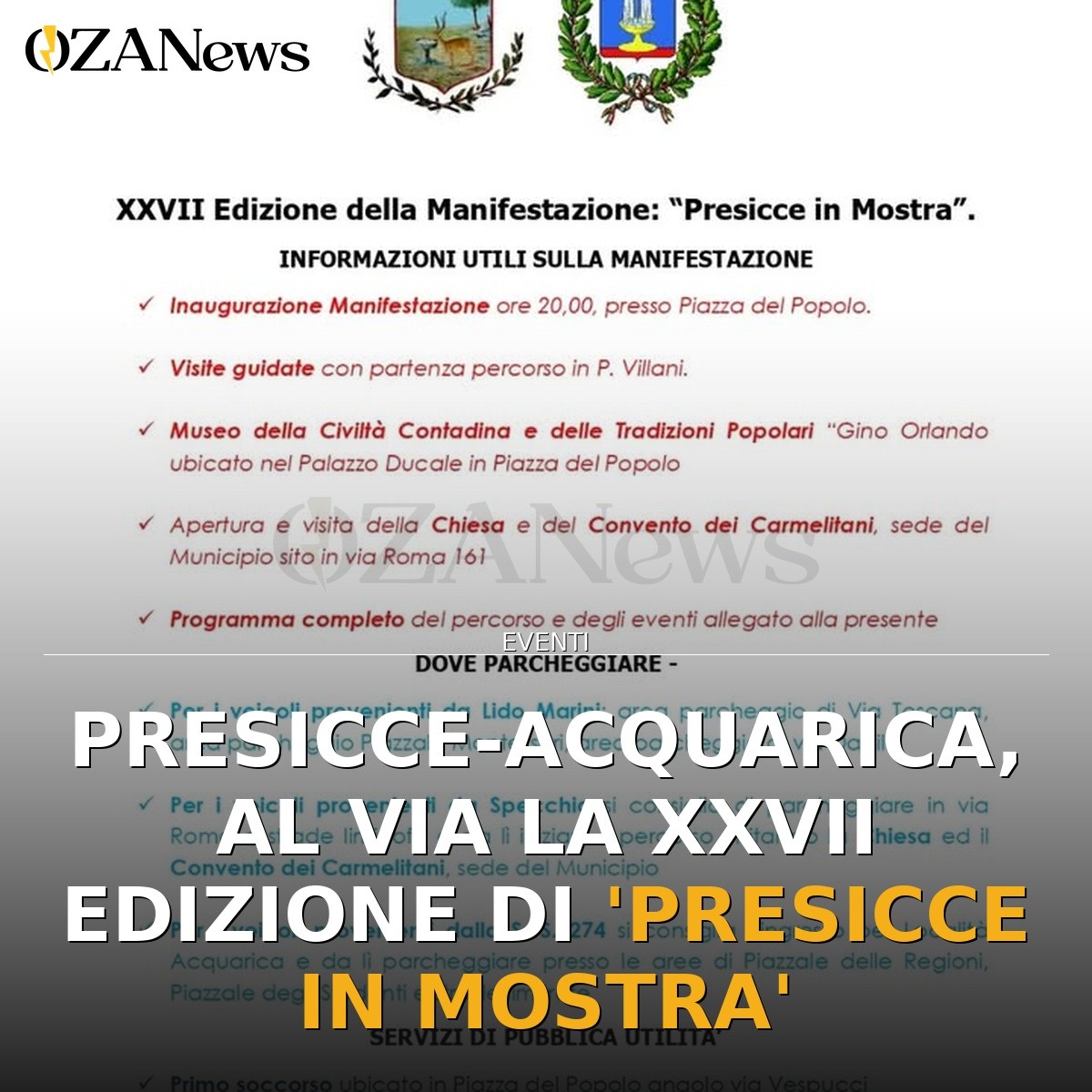 Presicce-Acquarica, al via la XXVII edizione di ‘Presicce in Mostra’