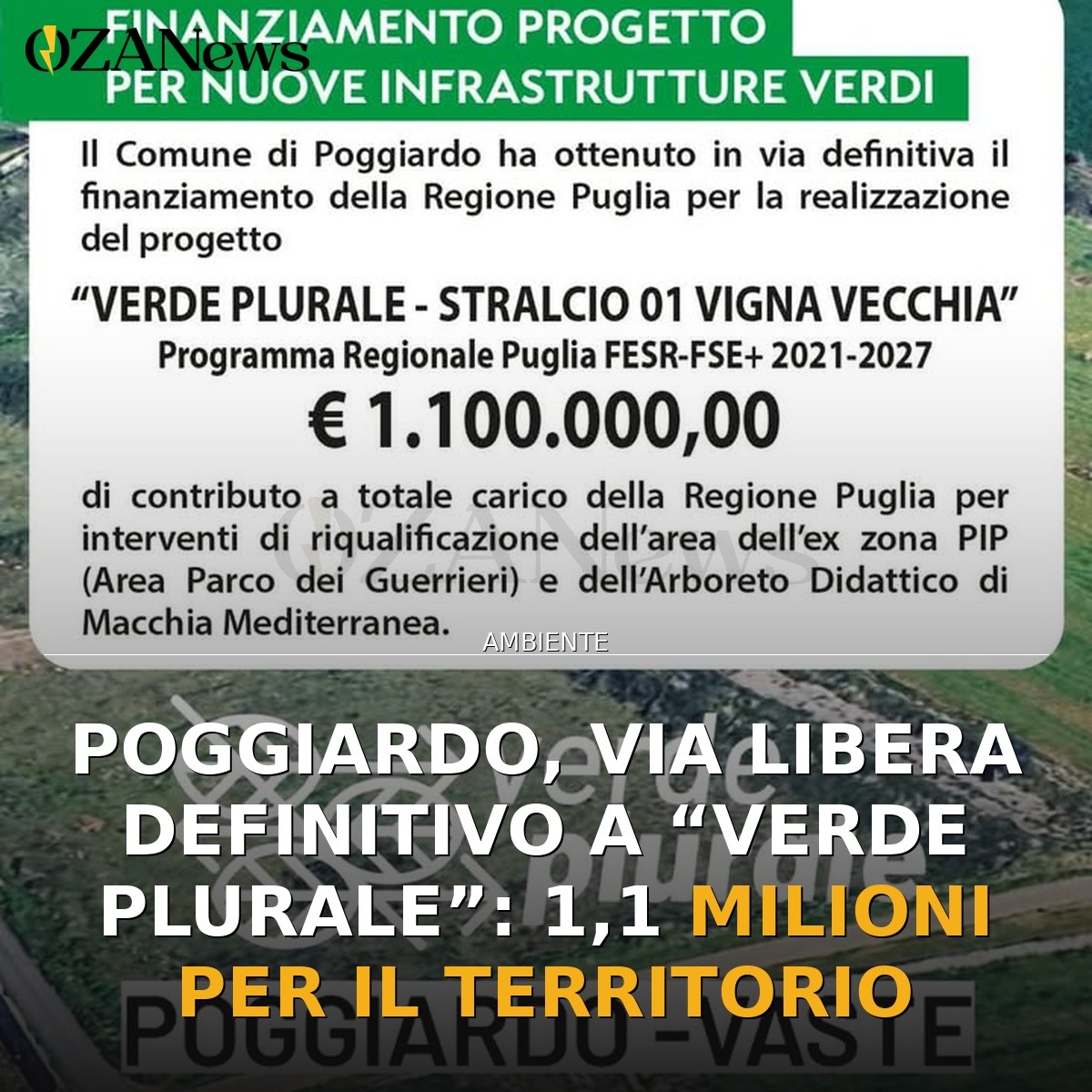 Poggiardo, via libera definitivo a “Verde Plurale”: 1,1 milioni per il territorio